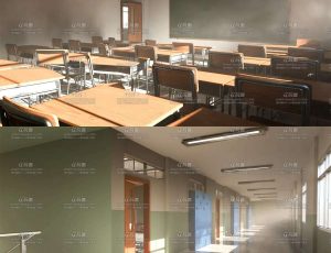 日式校园教室Blender工程源文件