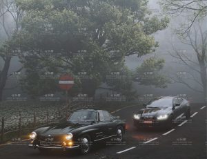 雾霾清晨街道汽车场景Blender工程源文件