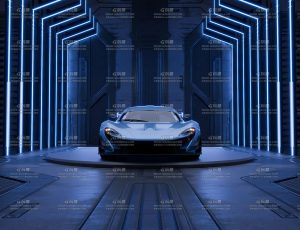 科技蓝色氛围汽车展示厅Blender工程源文件