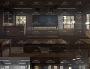 废弃老旧的教室Blender工程源文件