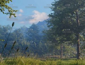 休闲树林草坪场景Blender工程源文件