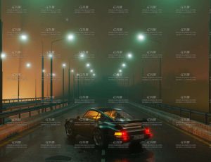 夜晚高速路的车Blender工程源文件
