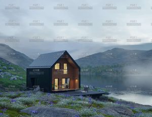 湖边小别墅场景Blender工程源文件