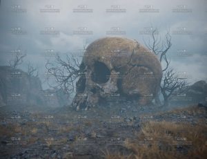 骷髅头死亡荒原场景Blender工程源文件