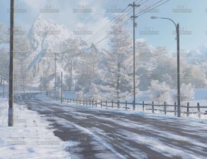 冬季野外道路Blender工程源文件