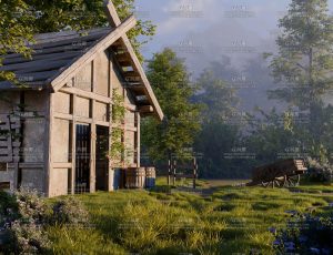 中世纪木屋自然环境场景Blender工程源文件