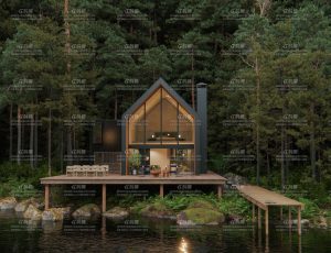 自然河流森林别墅场景Blender工程源文件