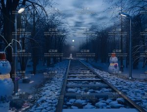 冬季铁路轨道Blender工程源文件