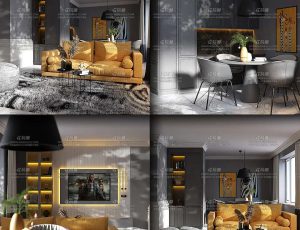 时尚客厅环境Blender工程源文件