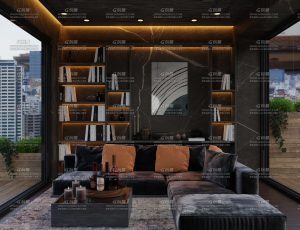 黑金风格装修大厅客厅