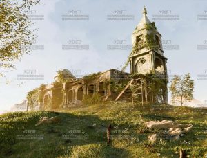 动画废弃城堡自然场景