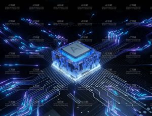 高级AI科技芯片数据流动动画场景