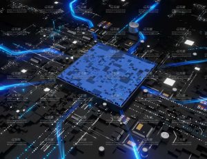 科技芯片数据流动动画场景