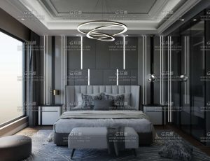 高档冷调风格卧室