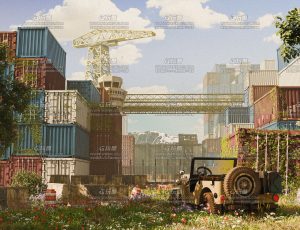 集装箱风格科幻战争自然场景