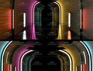 霓虹灯隧道走廊