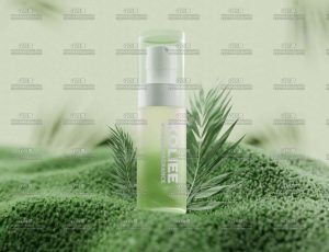 绿色玻璃瓶精华液场景