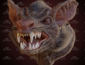 老鼠妖写实雕像