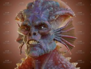 深海鱼人写实雕像