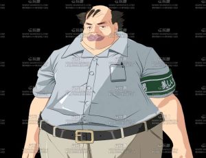 卡通秃头肥宅油腻老头大叔