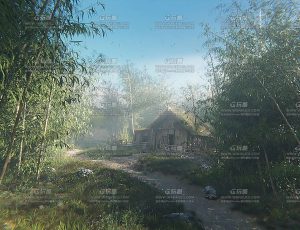 白天竹林小木屋场景