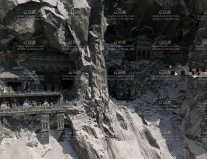 国风古代石窟寺庙场景