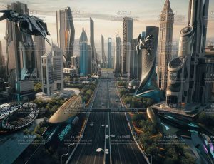 科幻未来科技城市大景3DMAX工程文件