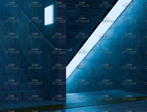 夜晚蓝色氛围走廊