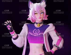 时尚科幻风格化猫女孩