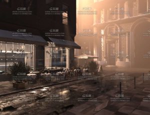 夜晚咖啡厅室外场景