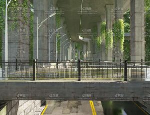 高架桥底下雨场景