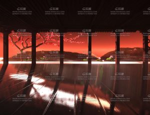 黄昏禅意寺庙场景