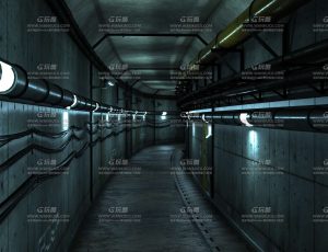 幽暗科幻隧道走廊