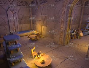 风格化卡通中世纪室内