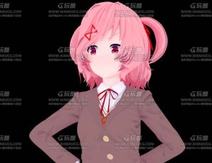 卡通校服粉色头发女孩