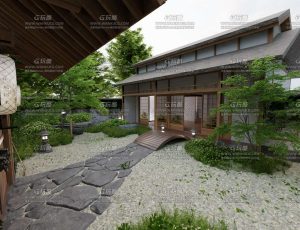 日本度假木屋别墅院子