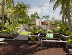 高级大型自然别墅场景