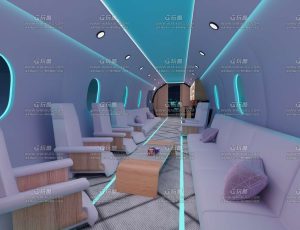 科幻赛博霓虹灯飞机休闲舱
