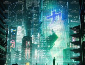 赛博朋克氛围楼顶场景