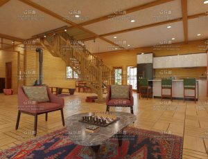 木屋别墅室内场景