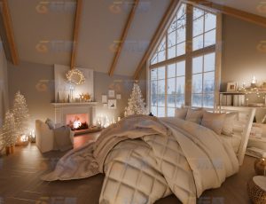 夜晚氛围冬季屋