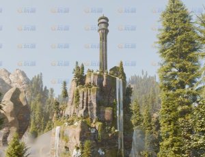 山顶神瀑Blender动画场景
