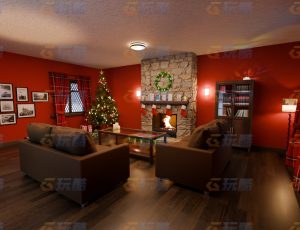 圣诞温馨红色小客厅