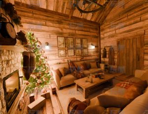 温馨氛围冬季木屋客厅
