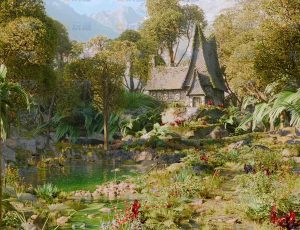 绿色植物园小屋高细节Blender动画场景