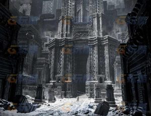 大气雪景神殿场景